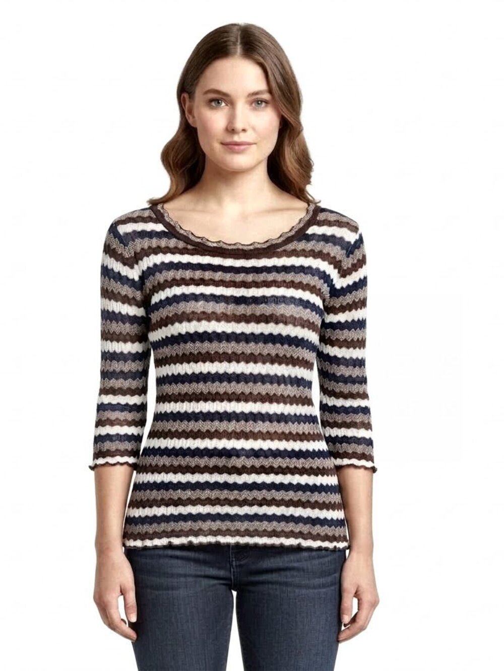 Isabel Marant Étoile Striped Knit Top, Black Brown & White Womens Size 40 / 8 US